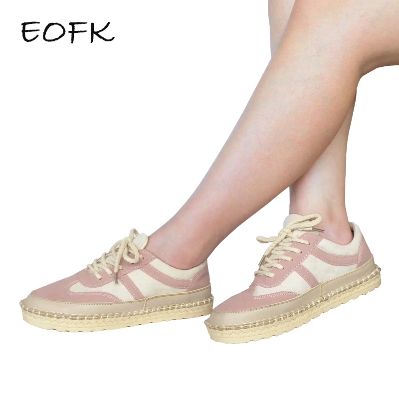 

EOFK Women Sneakers Shoes Woman Women's Casual Flats Spring Autumn Fashion Ladies Shoes Round Toe Lace-up Patchwork Female Shoe