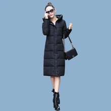 Зима хлопок clothing 2017 новых женских большой размер сплошной цвет утолщение куртку корейского тонкий холодной доказательство длинный отрезок пальто ws08