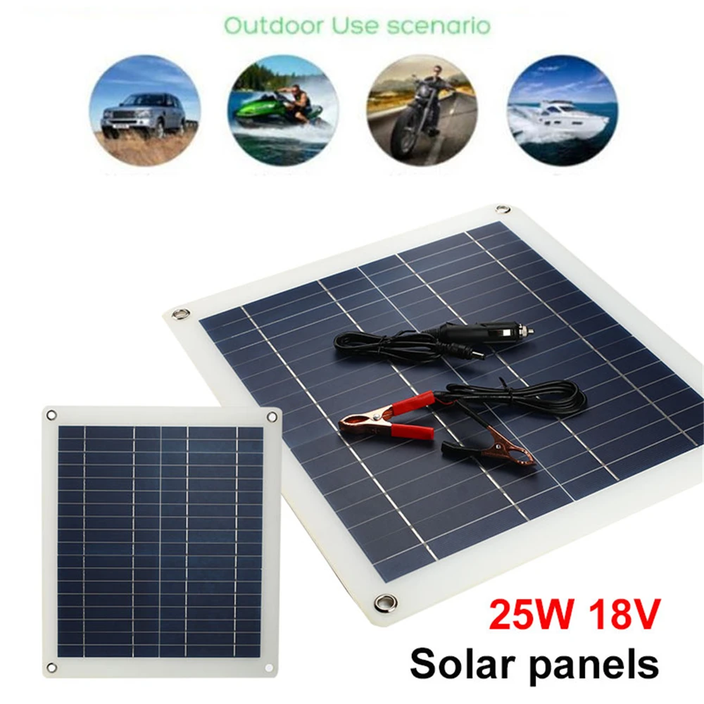 

Amzdeal Portable 25W 18V Solar Panel Emergency Power Supply Car Charger Battery Car Batteries Charging Sun Solar Cells