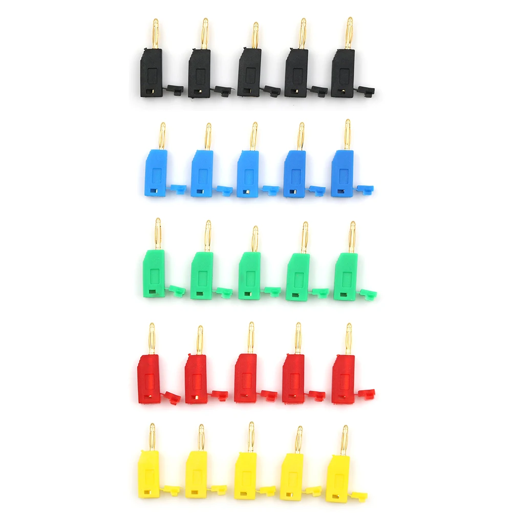 

5pcs Gold Plated Copper stackable Banana Plug jack connector for Binding Post Test Probes 2mm