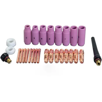 

TIG Consumables Accessories KIT Alumina Nozzles Collets Bodies Fit Tig Welding Torch SR WP 17 18 26 Series, 28pcs