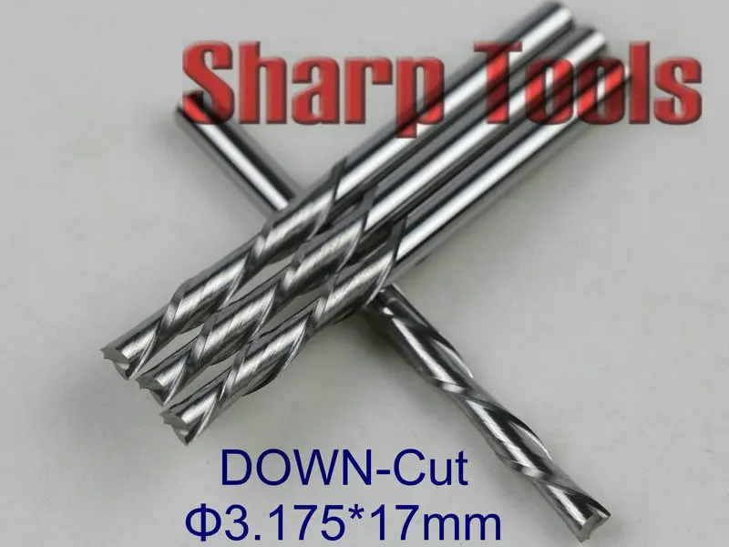1pc 3.175mm 4mm Left Hand Down Cutter 2 Flute Spiral Tungsten Carbide End Mills for Wood CNC Cutting Bits Router Milling Tools