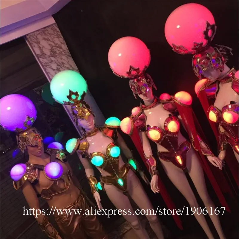 Led luminous colorful ballroom costume party dress7