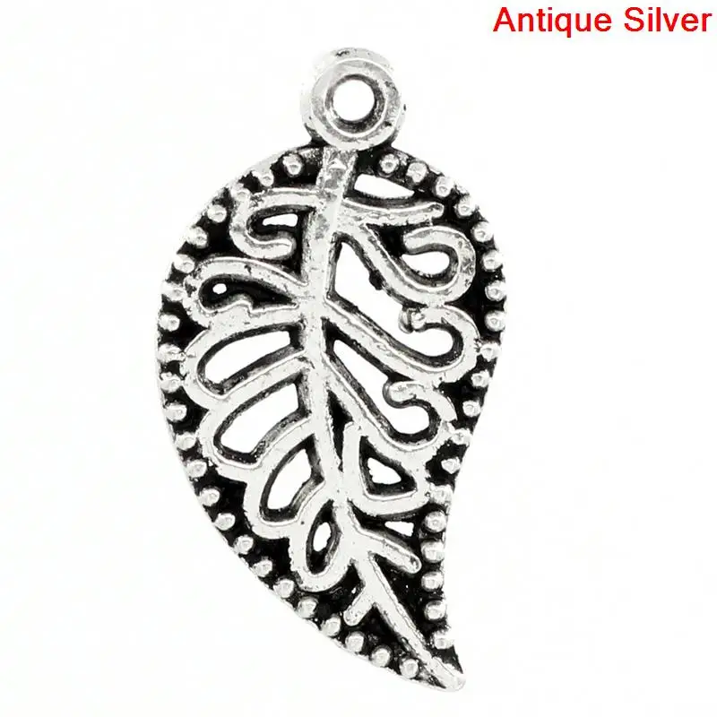 

DoreenBeads Zinc metal alloy Charm Pendants Leaf Antique Silver color 18.0mm( 6/8") x 10.0mm( 3/8"), 20 PCs 2015 new