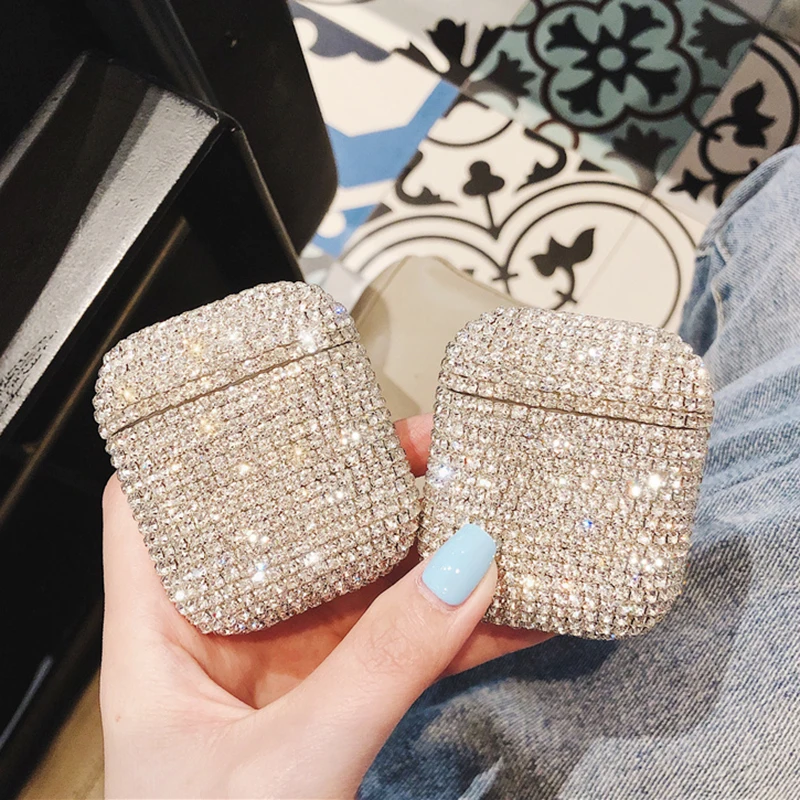 Bling diamonds hard Shell for Apple Airpods case protective cover Glitrer Wireless Bluetooth Earphone Case Charging box bags 1 2 (4)