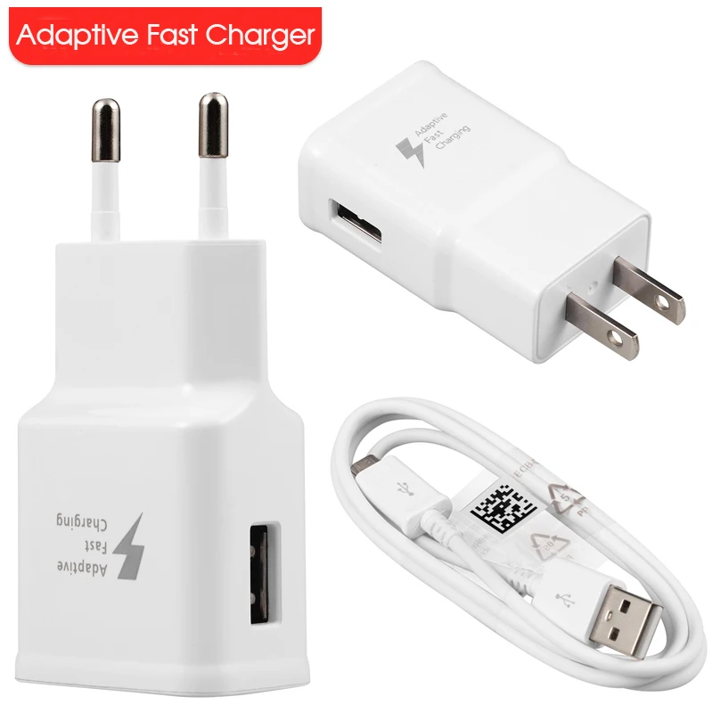 

20 PCS USA/EU plug 9V 1.67A Adaptive Fast Charging Wall Charger 1.5M Micro Usb Data Cable For Samsung Galaxy S6 Edge S7 S7 edg