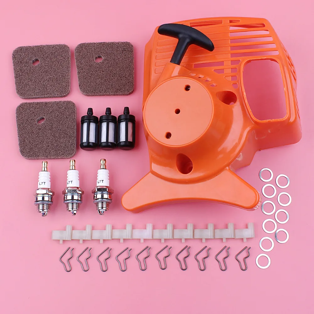

Recoil Starter Air Fuel Filter Pawl Dog Spring Washer Spark Plug Kit For Stihl FS38 FS45 FS46 FS55 FC55 HL45 KM55 Trimmer Parts