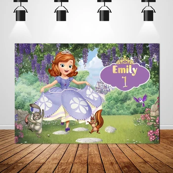 

Sxy1213 Sofia Princess Castle Garden Animal Pets Backdrop Girls 1st Birthday Party Background For Photo Studio Vinyl 7x5ft