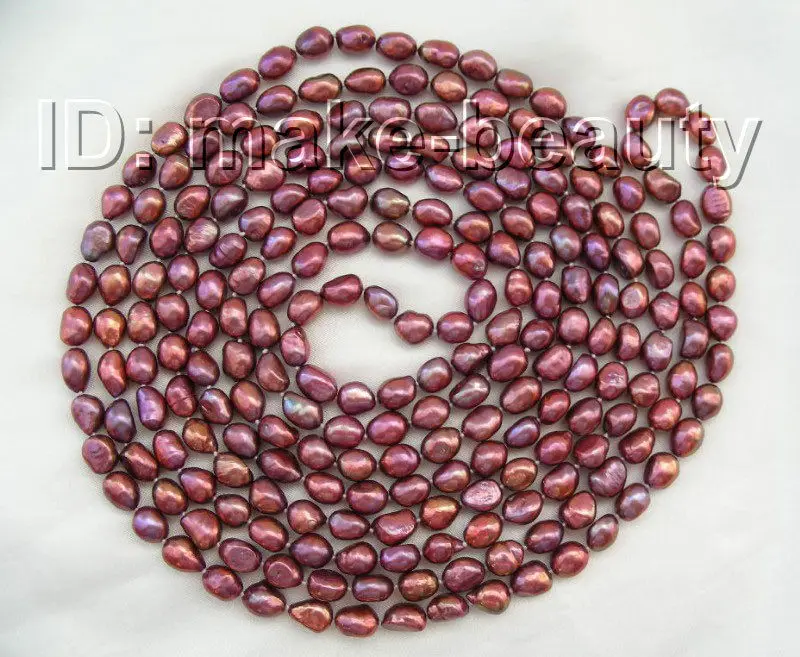 

FREE shipping>>>>classic long 100" 10mm baroque amaranth freshwater cultured pearl necklace d427 6.07