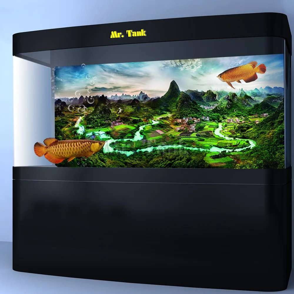 

Custom Size Aquarium Background Poster With Self-Adhesive Mountain River High Glossy PVC Fish Tank Decorative Backdrop Sticker