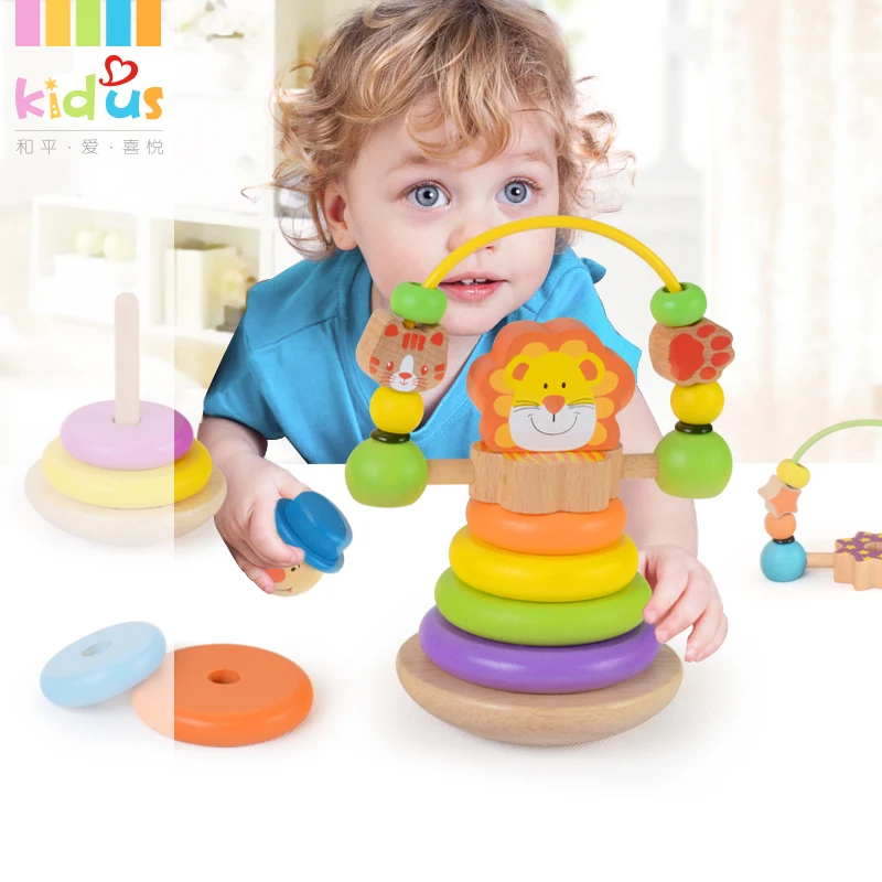 

Zalami Rainbow Stacker Blocks Wooden Assembling Blocks Montessori Educational Wooden Toy For Kids