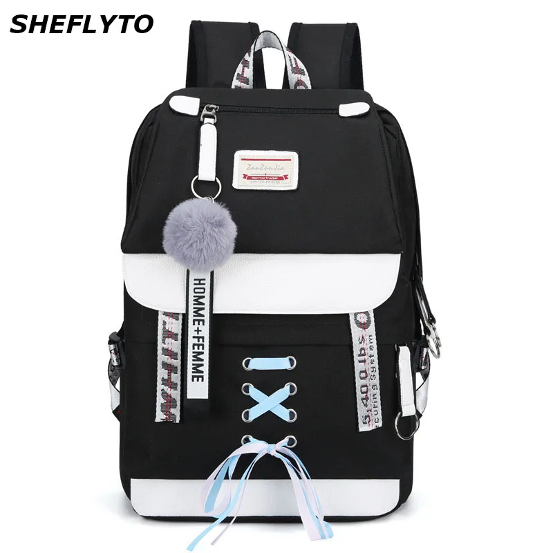 

Women Oxford Backpacks School Bags For Teenagers Girls Student Waterproof USB Charging School Backpacks Female Travel Book Bags
