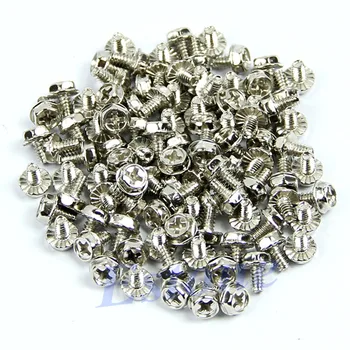 

100pcs Toothed Hex 6/32 Computer PC Case Hard Drive Motherboard Mounting Screws