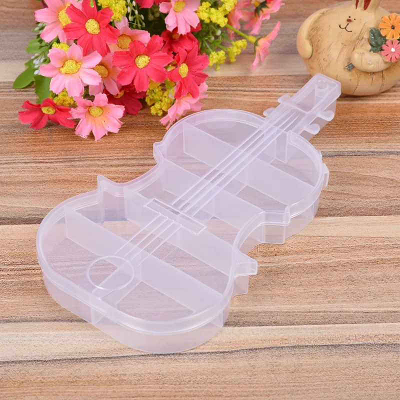 

11 Grid Transparent Violin Finishing Box Jewelry Necklace Beads Storage Box Case Holder Craft Organizer 2C