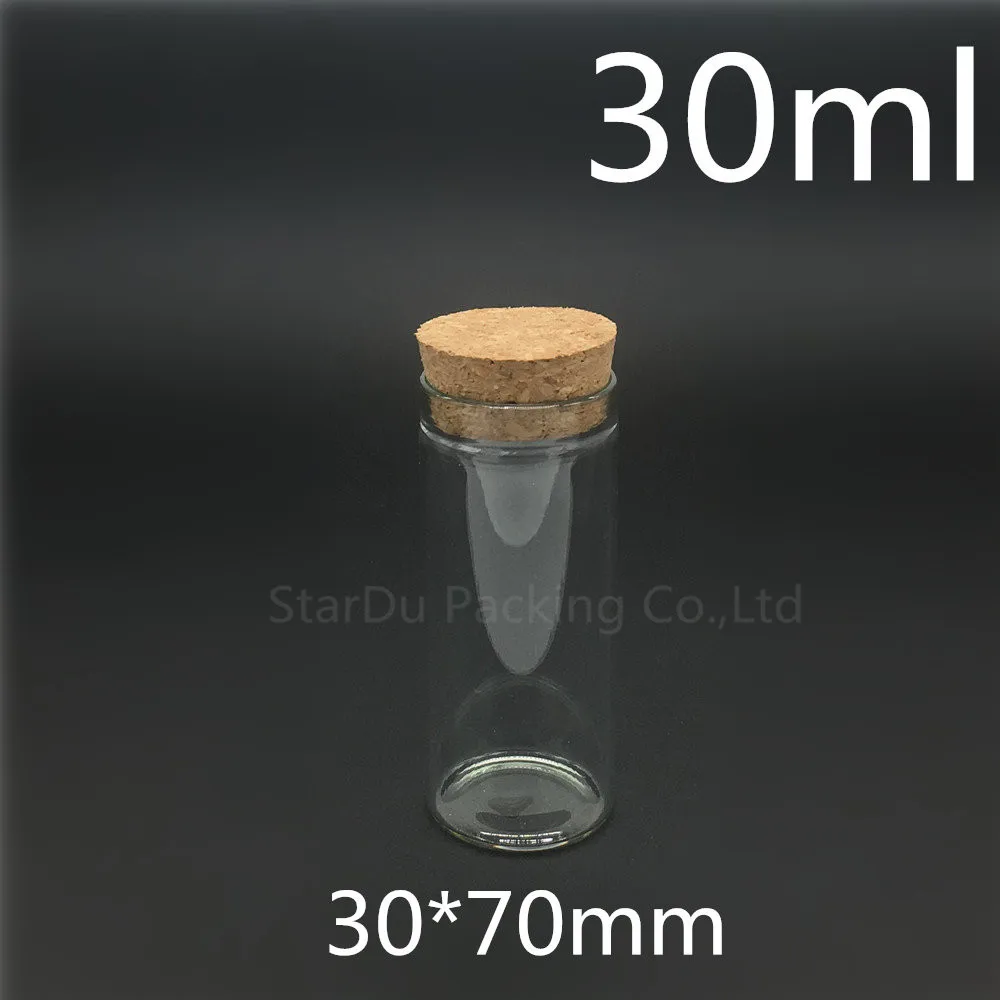 Highquality 30*70mm 30ml Wishing Glass Bottle With Cork ,30cc Glass