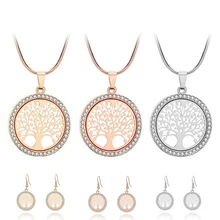 Горячая Древо жизни кристалл круглый маленький кулон ожерелье золотой и серебряный цвета Bijoux колье Элегантные женские ювелирные изделия подарки дропшиппинг