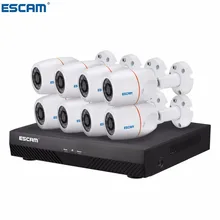 ESCAM PNK805 HD 1080p 8CH POE NVR система безопасности с детектором движения, сигнальная запись, ONVIF IP66 Водонепроницаемая ИК камера