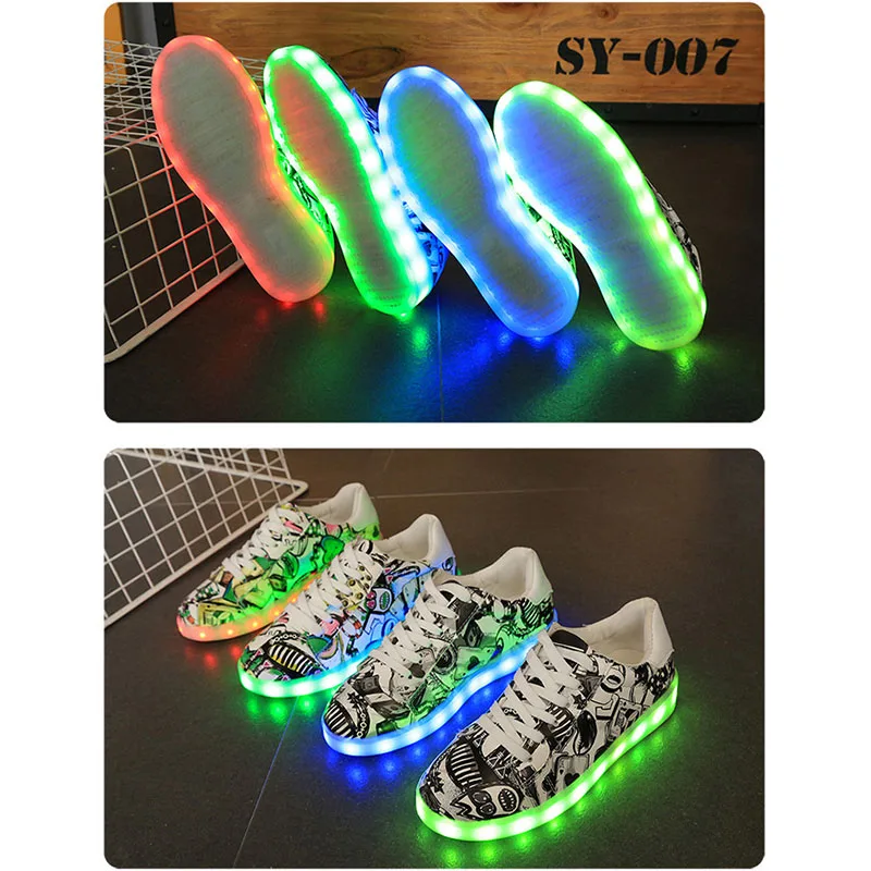حجم 27-42 شاحن يو اس بي متوهجة رياضية المضاء أحذية لصبي وفتاة عارضة Led أحذية للأطفال Led النعال مضيئة رياضية