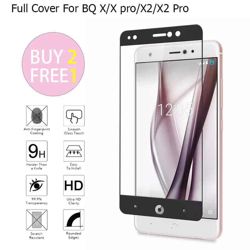 

Buy2 Free1 Full Cover Tempered Glass Cover Coque Case For BQ Aquaris X / BQ Aquaris X2 X2 Pro Screen Protector For BQ X 2 Pro