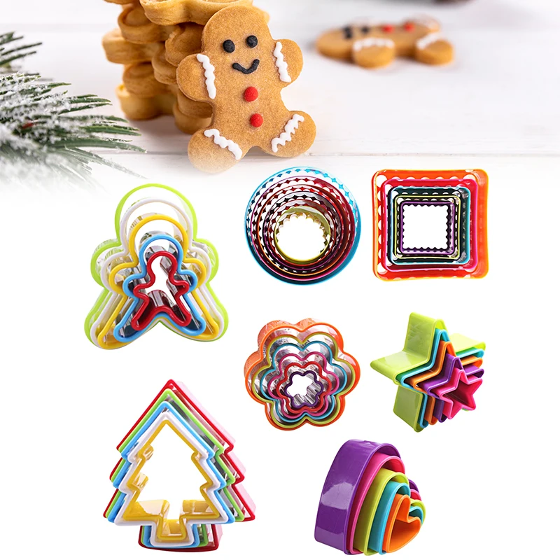 

5pcs/set Cookies Cutter Frame Fondant Biscuit Cake Mould DIY Star Chirstmas Tree Round Heart Cake Decorating DIY Baking Tools