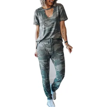 

Women Two Piece Set Top and Pant Army Green Holiday 2piece Camouflage Clothing Women Tracksuit Club Outfits Sweatsuits