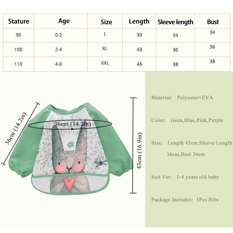 Милые Мультяшные детские нагрудники, детское платье для еды, Детский водонепроницаемый передник с длинными рукавами, детское платье для кормления, Baberos Bavoir