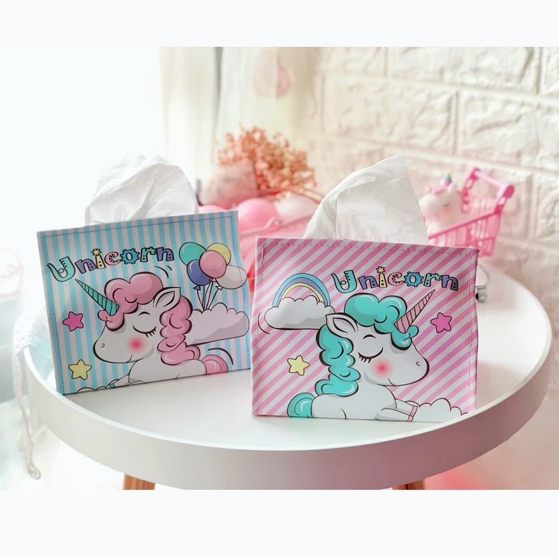 

Cartoon cute unicorn tissue box,Napkin holder home decoration paper towel holder,jewelry box,Portable pink storage box