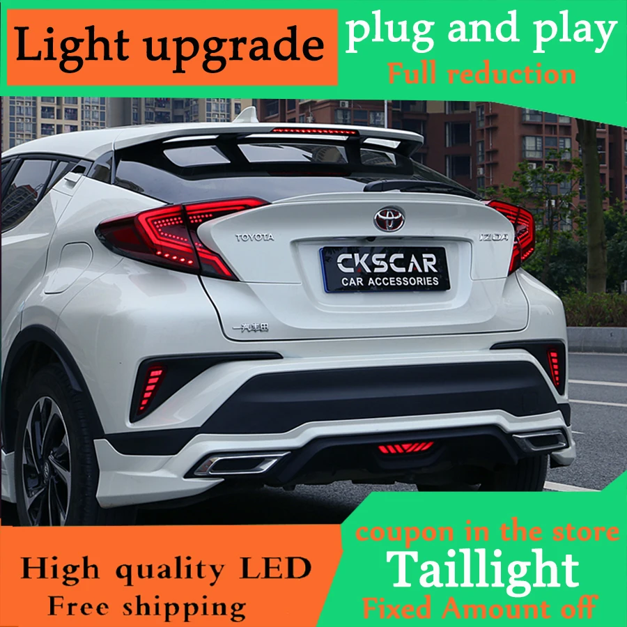 Flash Deal D-YL Car styling for Toyota CHR Taillights 2017-2018 C-HR CH-R Toyota Tail Led Tail Lights Fog Rear  DRL + Brake + Park + Signal 3