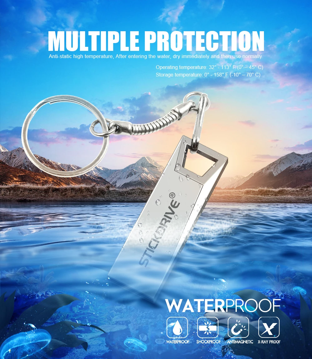 Hot sale USB flash drive 4GB 8GB 16GB 32GB 64GB pen drive 128GB waterproof Pendrive USB flash drive gift keychain free shipping