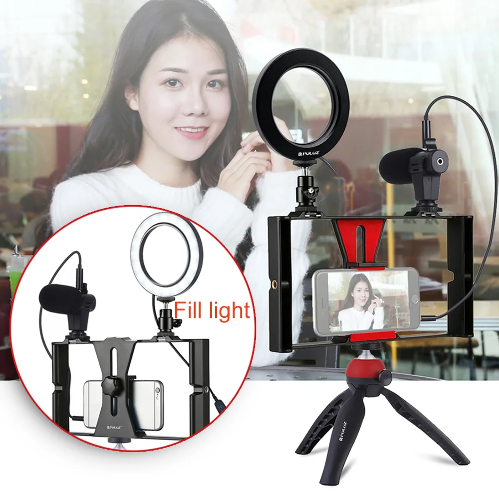 

Fill Light Tripod Microphone Selfie Live Mobile Camera Light Set 4-8W LED Ring Light Dimmable Flexible Vertical Bracket Mount