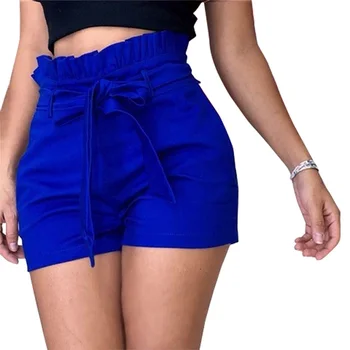 

Women Casual Shorts with Belt Loose High Waist Slim Fit Short Pants for Summer XRQ88