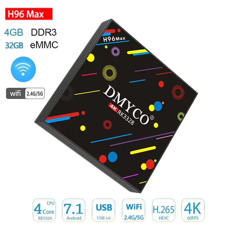 

H96 MAX H2 Android 7.1 Smart TV Box Rockchip RK3328 Quad-core 4GB 32GB WiFi 2.4G/5G USB 3.0 Bluetooth 4.0 H.265 HD Media Player