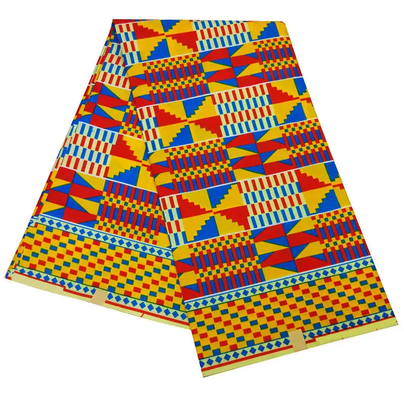 Хлопок/полиэстер нигерийская Chitenge Анкара ткань Гана Kente воск Африканский Kitenge Ткань с принтом для ткани в 6 yards-WD30