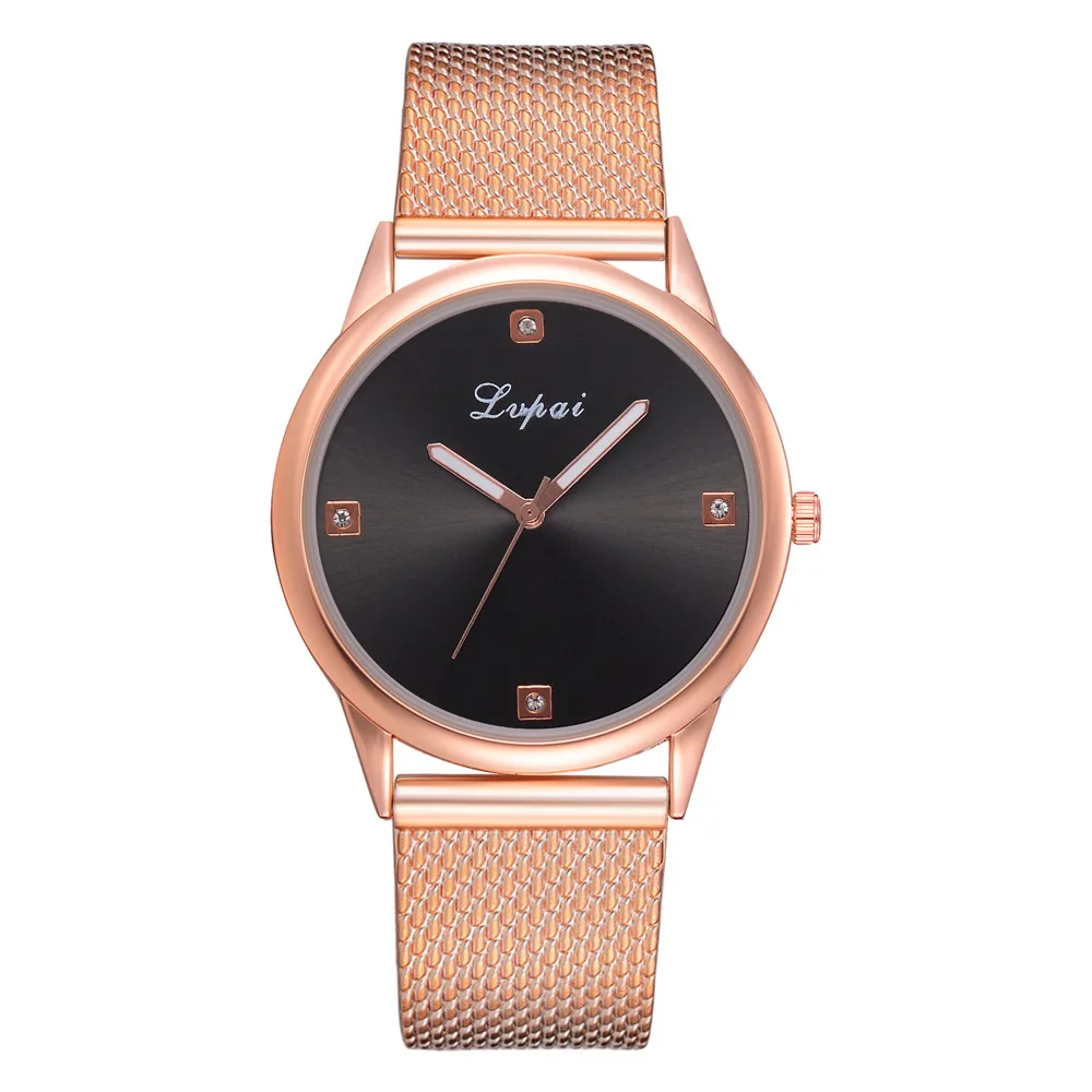 

LVPAI Newest Rose Gold Black Roman Numerals Women Dress Watches Luxury Round Fashion Popular Wristwatch Female Quartz Watch 533