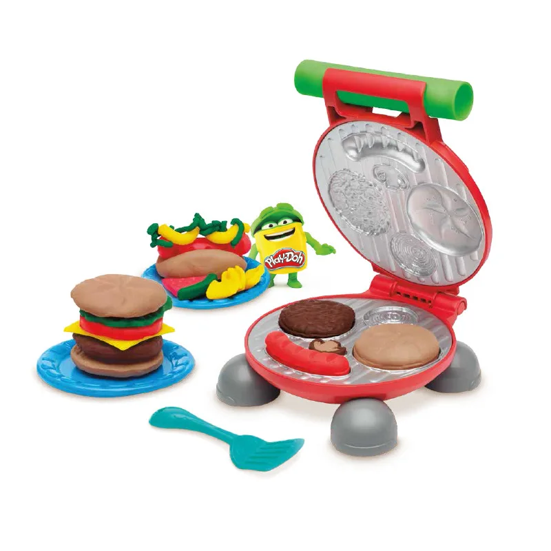 

Play Doh Funny Malleable Stress Relief Polymer Modeling Clay Children DIY Plastic Hamburger Mold Set Developmental Toys