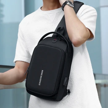 

ROWE Male Shoulder Bag USB Charging Crossbody Bag Men Antitheft Chest Bag School Summer Short Trip Messenger Bag 2019 New