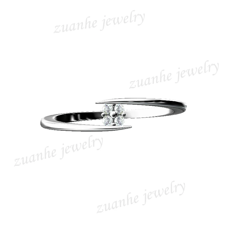 

Solid 10k White Gold Women Engagement Natural diamonds Ring Lady Wedding Band