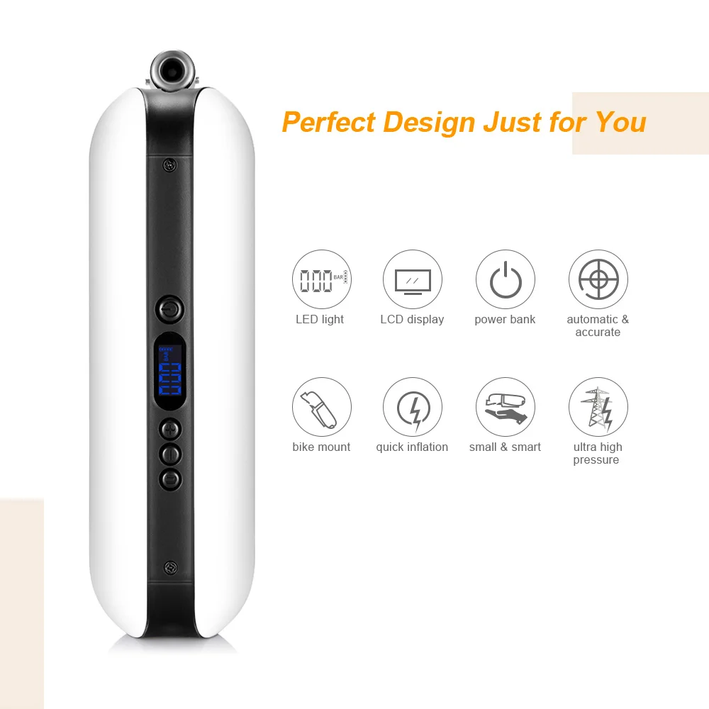 150PSI Rechargeable Inflator Portable Bicycle Electric Inflator Cycle Air Pressure Pump MTB Road Bi