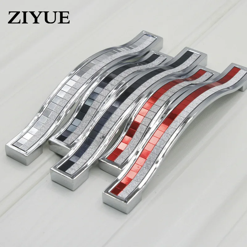 

2pcs Free Shipping Modern Minimalist Matte Silver Pearl Diamond Crystal Flash European Drawer Handle