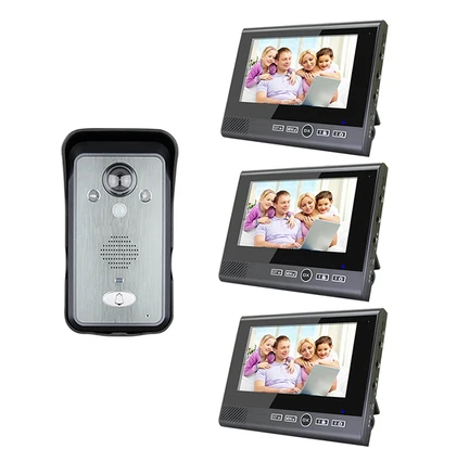 Xinslu 2,4G беспроводной видеодомофон домофон 1 камера с 3 мониторами датчик движения угол регулируемая камера