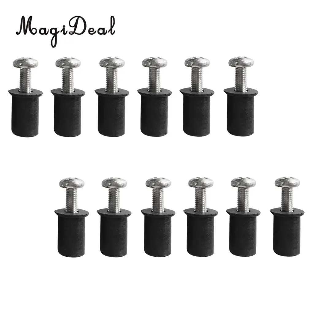 MagiDeal Durable 12Pc Marine M4/5/6 Rubber Well Nut Kit Stainless Steel Screw for Kayak Canoe Inflatable Fishing Boat Dinghy Acc