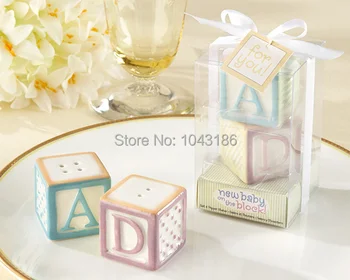 

Wedding favor gift and giveaways for guest --New Baby on the Block (letter A B C D)Salt Pepper Shakers 200pcs/lot