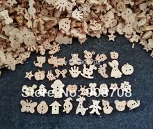 W0125 Mixed Patterns Natural Color Wooden Buttons Handmade Accessory 200Pcs/lot