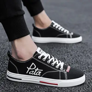 

2019 newest summer men's shoes breathable student board shoes trend wild canvas shoes casual comfortable tide shoes black