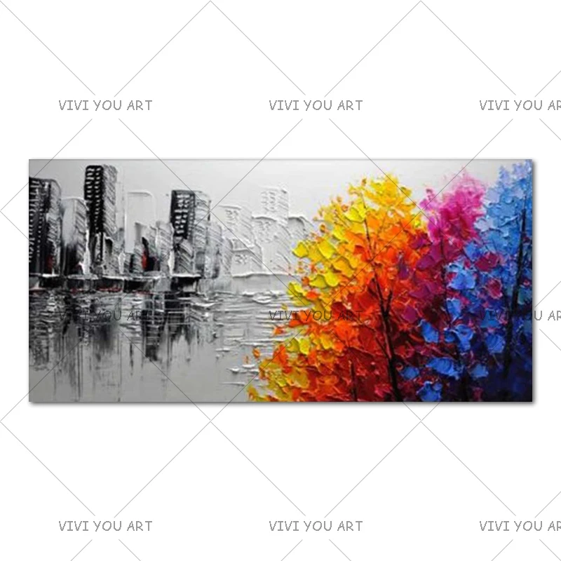 

Large Abstract Modern Landscape Handmade colorful Abstract Style Thick Oil Painting on Canvas For Office Decorative Wall Art