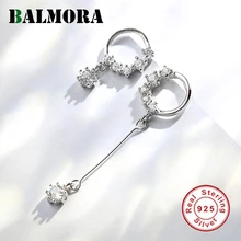 BALMORA, Настоящее 925 пробы, серебряные Асимметричные циркониевые серьги для женщин, женские вечерние серьги, модные ювелирные изделия, Brincos YCE2947