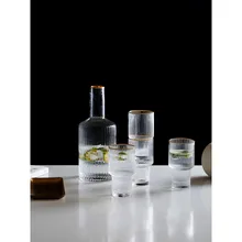 Стакан для воды, 1 бутылка, 4 чашки, большая емкость, Подарочная коробка, сочные стаканы 245 мл, термостойкая золотая линия, подарки на день рождения, бутылка 920 мл