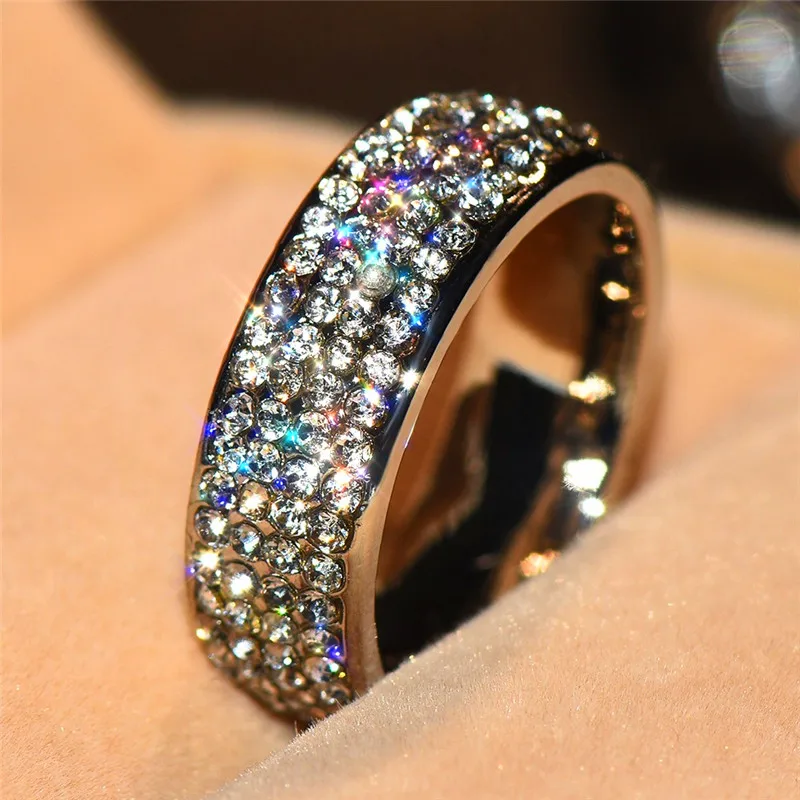 Роскошный кристалл маленький фианит камень кольцо милый серебряный цвет свадебные кольца для женщин обещают милое обручальное кольцо