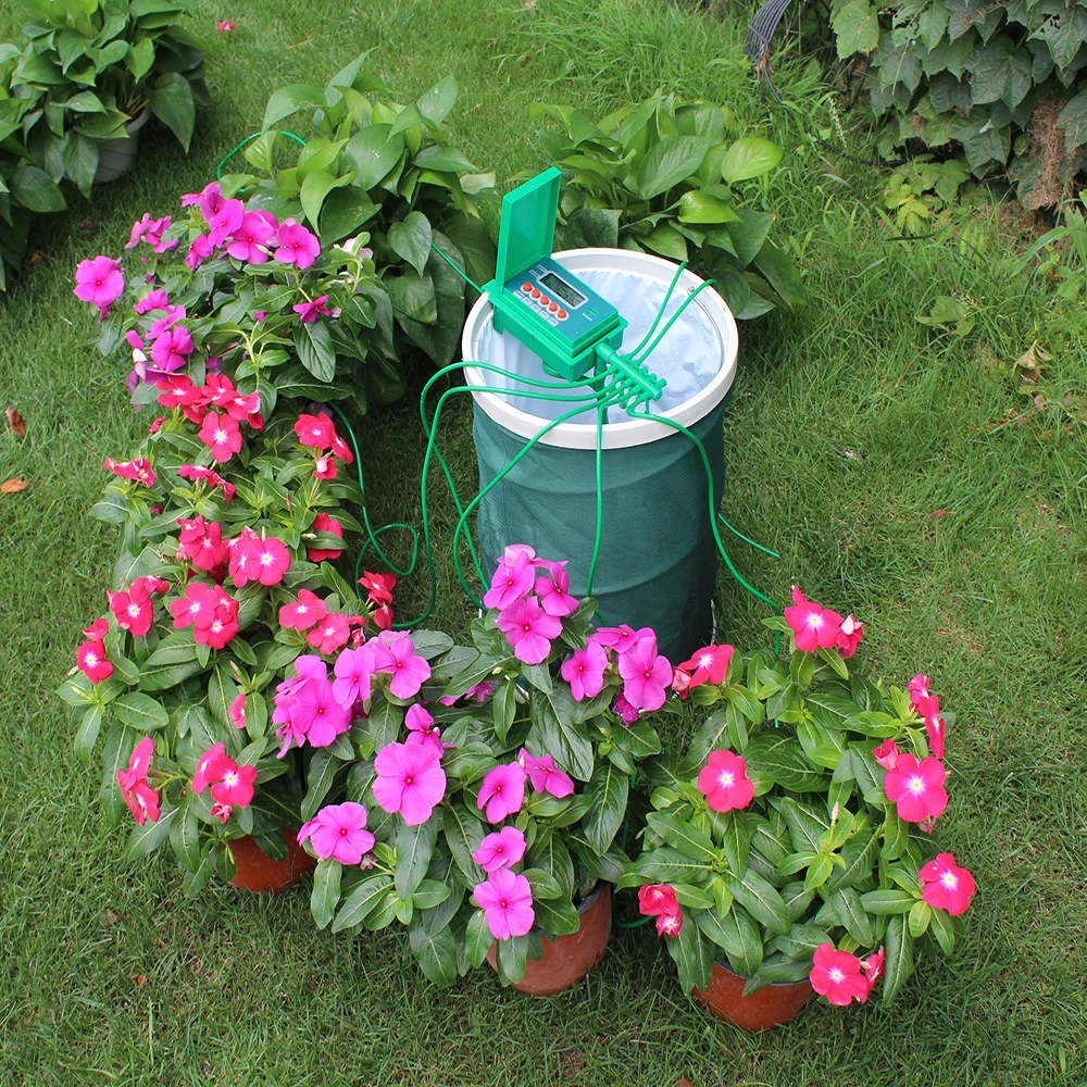 Pаспродажа Автоматический микро домашний капельный полив Полив наборы системы спринклер с умным контроллером для сада, бонсай внутреннего использова...