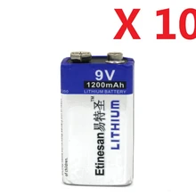 Мощный 10 шт./партия 1200 мАч Etinesan 9 в литиевые батареи 9 В литий-ионная литиевая батарея сверхдлительный срок службы использования для детекторы дыма